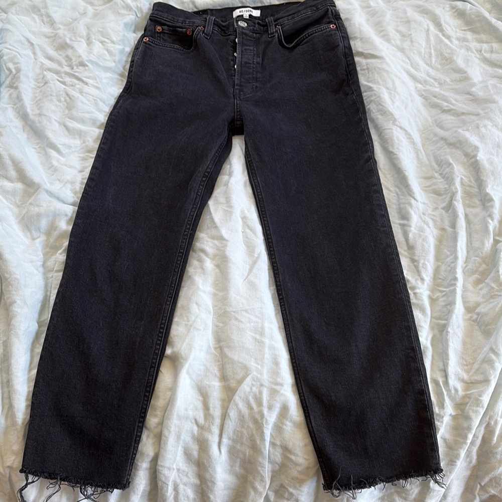 Re/Done Women's Dark Gray Straight Jeans